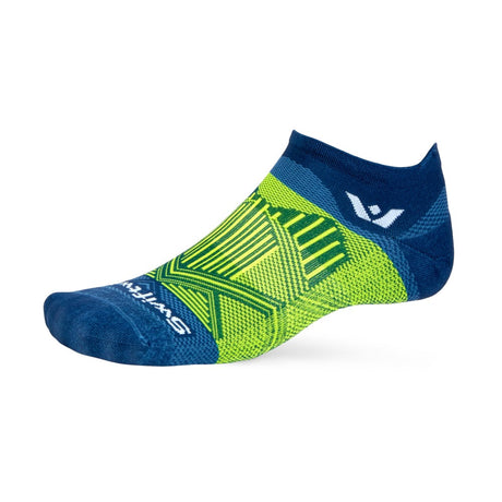 Navy/yellow Swiftwick Aspire ankle sock