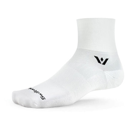 White Swiftwick Aspire quarter crew sock