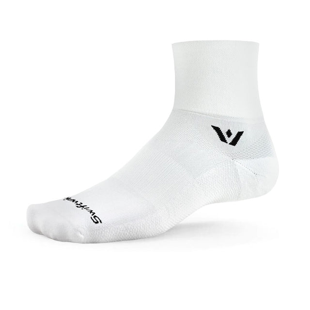 White Swiftwick Aspire quarter crew sock