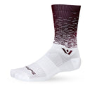White/maroon Swiftwick Vision crew sock