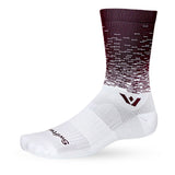 White/maroon Swiftwick Vision crew sock
