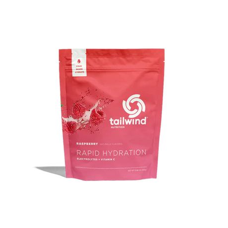 Resealable bag of raspberry tailwind rapid hydration electrolyte drink mix