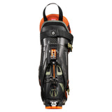 Back/heel view of a green/orange Tecnica Zero G Peak Carbon backcountry ski boot