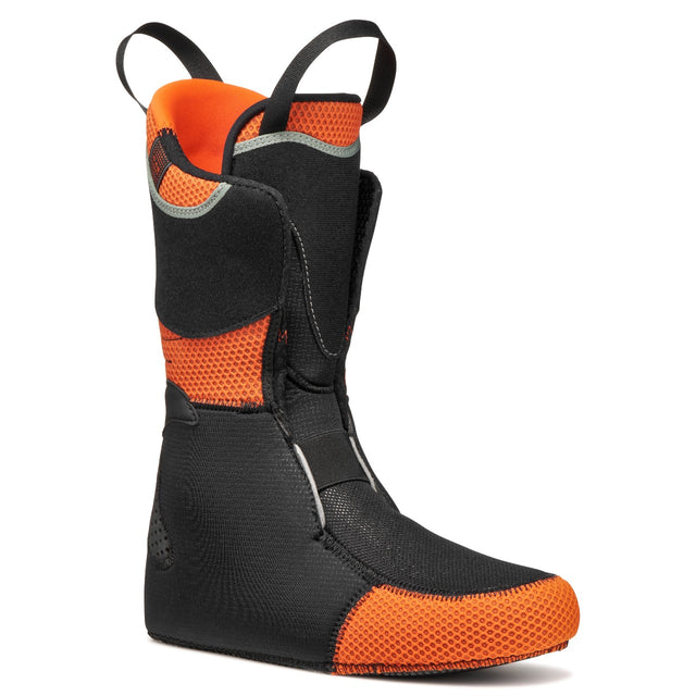 Black/orange liner of a Tecnica Zero G Peak Carbon backcountry ski boot