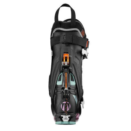 Back/heel view of women's black/purple Tecnica Zero G Peak W backcountry ski boot
