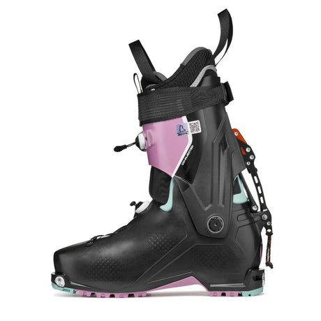 Inner side view of women's black/purple Tecnica Zero G Peak W backcountry ski boot