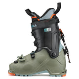 Inner side view of women's green Tecnica Zero G Tour Pro W backcountry ski boot