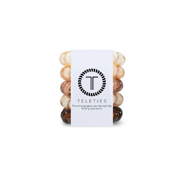 5-pack view of Teleties tiny  hair ties in for the love of nudes colour
