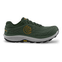 Side view of men's topo athletic pursuit 2 running shoe in green/orange