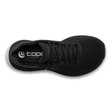 Top view of men's topo athletic ultrafly 5 running shoe in black/charcoal colour
