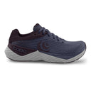 Side view of women's topo athletic ultrafly 5 running shoe in purple/grey colour