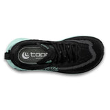 Top view of women's topo athletic Vista running shoe in mint/black colour