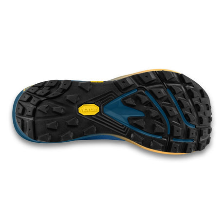 Sole of men's blue/orange Topo Athletic MTN Racer trail running shoe