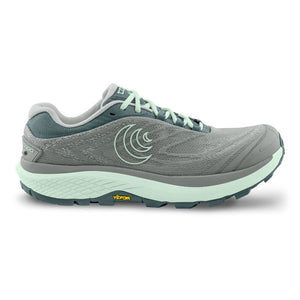 Side view of women's grey/mint topo athletic pursuit 2 running shoe