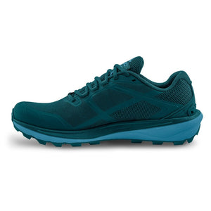 Inner side view of women's blue topo athletic terraventure 4 running shoe