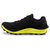 Inner side view of men's topo athletics mtn racer 3 trail running shoe in black/lime