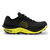 Side view of men's topo athletics mtn racer 3 trail running shoe in black/lime