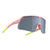 Angled view of tripoint 001 Treriksroset sunglasses, pink frame and silver lens