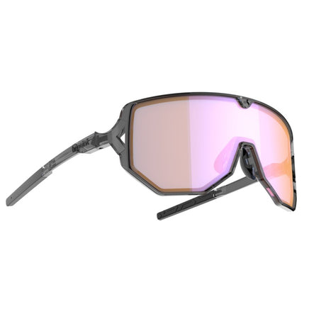Angled view of tripoint 003 Reschen sunglasses, transparent black frame/high contrast lens