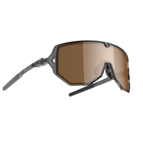 Angled view of tripoint 003 Reschen sunglasses, transparent black frame/polarized lens