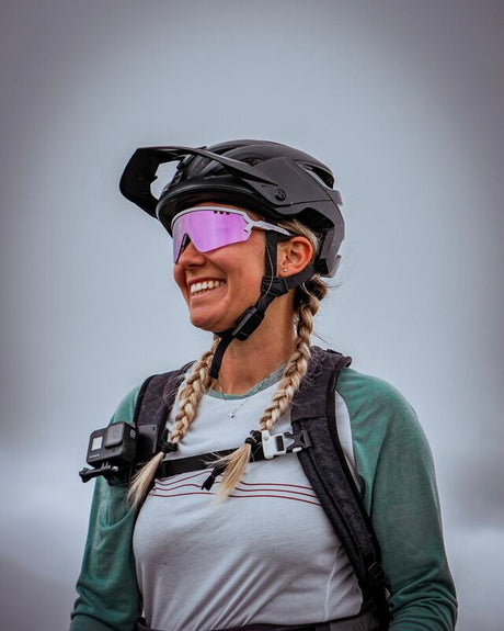 Biker wearing tripoint 007 Chobe sport peformance sunglasses