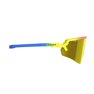 Side view of tripoint 007 Chobe sunglasses, multi colour frame/yellow lens