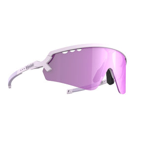 Angled view of tripoint 007 Chobe sunglasses, purple frame/purple lens