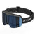 Angled view of tripoint 101 ski goggles with black frame & blue multi lens