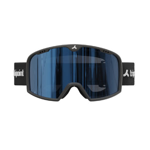 Front view of tripoint 102 snow sport goggles with black frame & smoke-blue multi lens