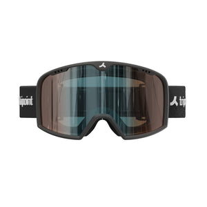 Front view of tripoint 102 snow sport goggles with black frame & orange-blue multi lens