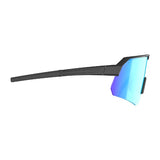 Side view of tripoint 001 Treriksroset sunglasses, black frame and blue lens