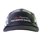Black running cap with UltrAspire logo on a white background