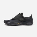 Side view of men's black Vibram  Trailope toe shoe