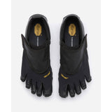 Top view of women's black Vibram Trailope toe shoes