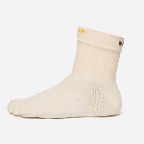 Ivory vibram five-toe mini crew sock