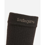 Black vibram five-toe crew sock cuff fivefingers embroidery