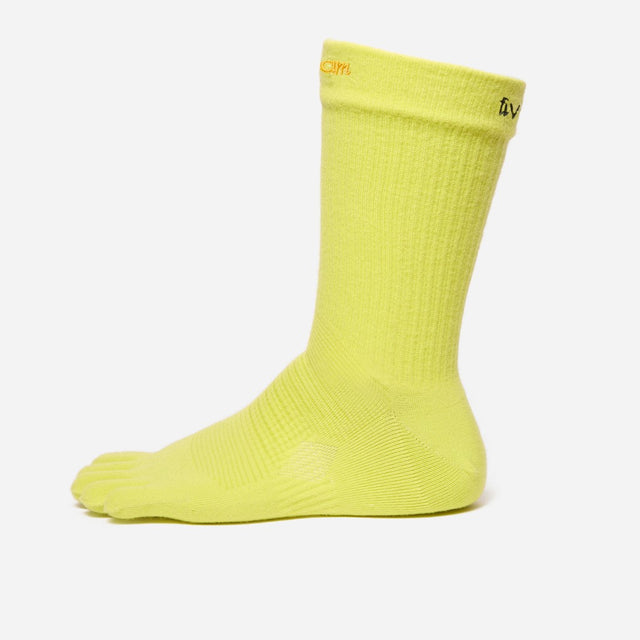 Yellow vibram five-toe crew sock