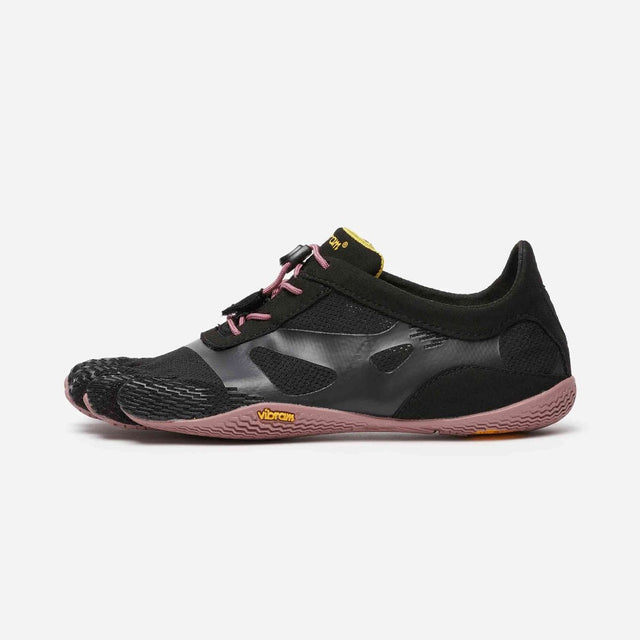 Side view of Vibram Fivefingers KSO EVO toe shoe in black/rose