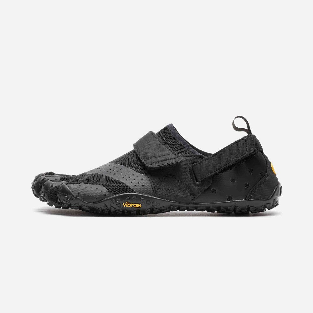 Side view of Vibram Fivefingers V-Aqua toe shoe in Black