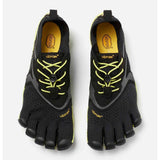 Top view of men's Vibram FiveFinger V-Run shoes in black/yellow