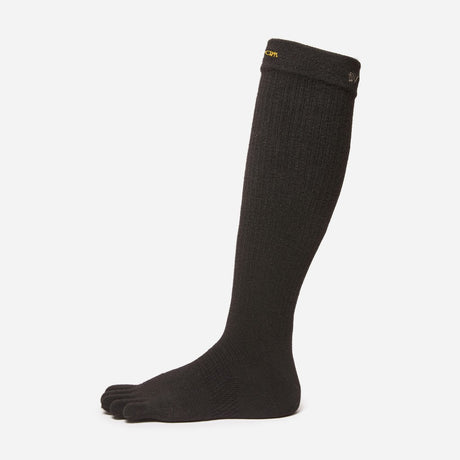 Black vibram high crew five-toe sock