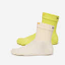 Two vibram mini crew toe-socks, one white and one yellow