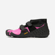 Side view of fuchsia/black Vibram Fivefingers Scramkey toe shoe