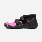 Side view of fuchsia/black Vibram Fivefingers Scramkey toe shoe