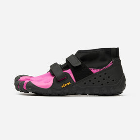 Side view of fuchsia/black Vibram Fivefingers Scramkey toe shoe