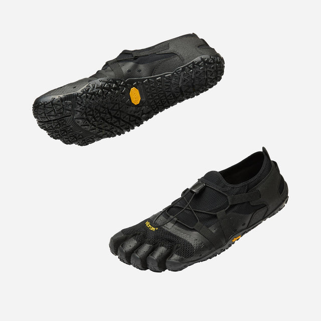 Pair of men's black Vibram Spidrwalk toe shoes