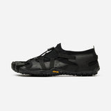 Side view of men's black Vibram Spidrwalk toe shoe