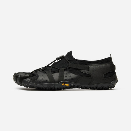 Side view of men's black Vibram Spidrwalk toe shoe