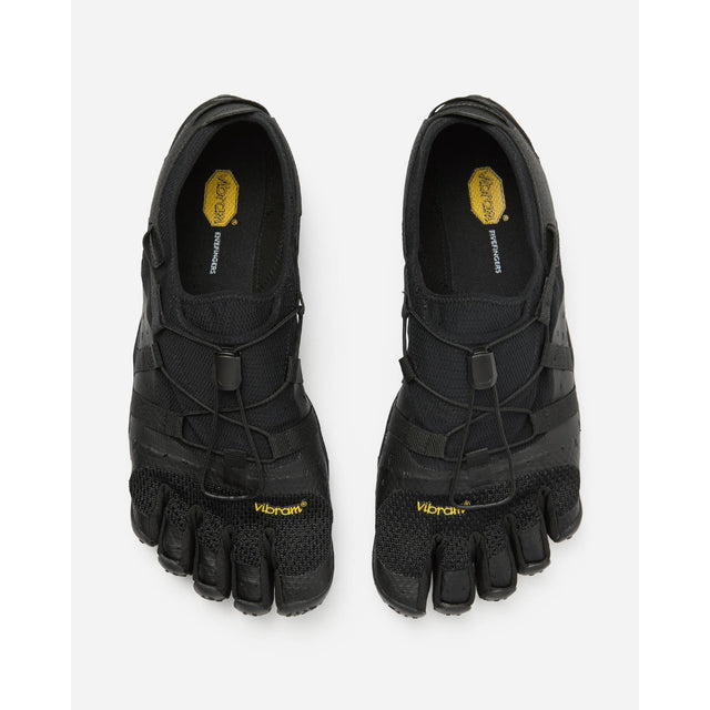 Top view of men's black Vibram Spidrwalk toe shoes