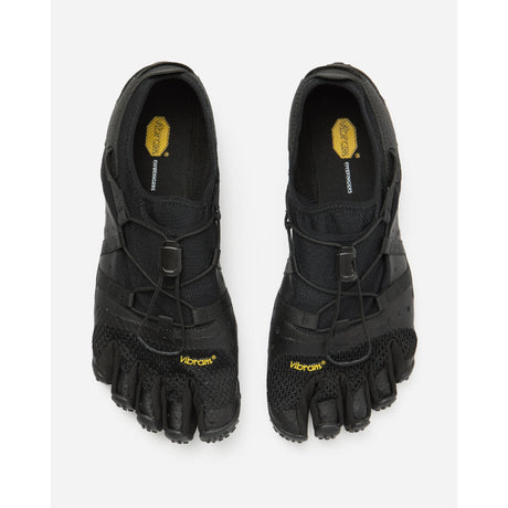Top view of women's black Vibram Spidrwalk toe shoes